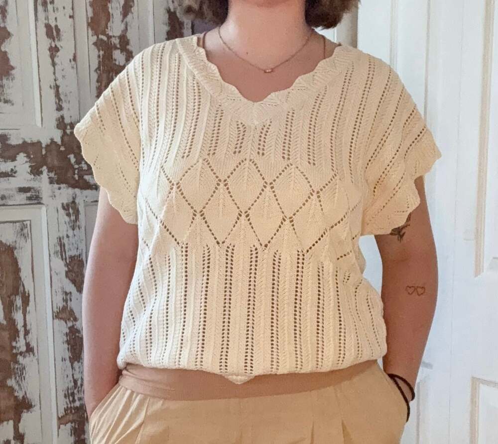 In February Boho Coastal Grandma Scandi Girl Open Knit Oversized Sweater Size M - Picture 5 of 5